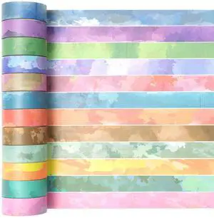 YUBX Watercolor Washi Tape Set 12 Pastel Colors Masking Decorative Tapes YUBX Watercolor Washi Tape Set 12 Pastel Colors Masking Decorative Tapes
