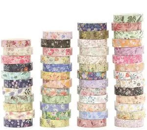 Flowers Washi Tape Pack 50 Rolls Floral Printed Masking Tape Plants Decorative for Arts, DIY Crafts, Journal Supplies, Planners, Scrapbook, Card/Gift Wrapping Flowers Washi Tape Pack 50 Rolls Floral Printed Masking Tape Plants Decorative for Arts, DIY Crafts, Journal Supplies, Planners, Scrapbook, Card/Gift Wrapping