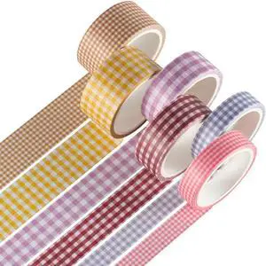 6 Rolls Plaid Washi Tape Set Basic Grid Masking Decorative Tapes for Arts, DIY Crafts, Journals, Planners, Scrapbooking, Wrapping (Basic Plaid) 6 Rolls Plaid Washi Tape Set Basic Grid Masking Decorative Tapes for Arts, DIY Crafts, Journals, Planners, Scrapbooking, Wrapping (Basic Plaid)