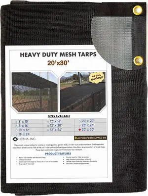 Windscreen Supply Co. Heavy Duty Mesh Tarp Knitted 20 ft. x 30 ft. Black - MT2030BLK