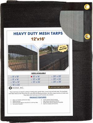 Windscreen Supply Co. Heavy Duty Mesh Tarp Knitted 12 ft. x 16 ft. Black - MT1216BLK