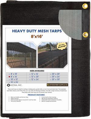 Windscreen Supply Co. Heavy Duty Mesh Tarp Knitted 8 ft. x 16 ft. Black - MT0816BLK