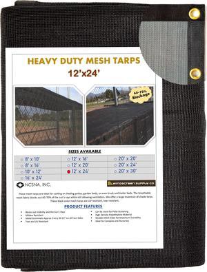Windscreen Supply Co. Heavy Duty Mesh Tarp Knitted 12 ft. x 24 ft. Black - MT1224BLK