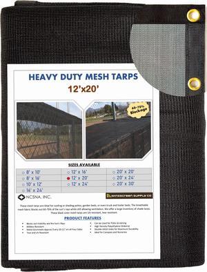Windscreen Supply Co. Heavy Duty Mesh Tarp Knitted 12 ft. x 20 ft. Black - MT1220BLK