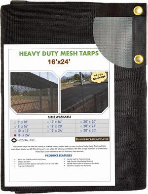 Windscreen Supply Co. Heavy Duty Mesh Tarp Knitted 16 ft. x 24 ft. Black - MT1624BLK