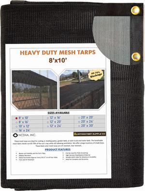 Windscreen Supply Co. Heavy Duty Mesh Tarp Knitted 8 ft. x 10 ft. Black - MT0810BLK