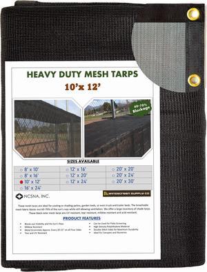 Windscreen Supply Co. Heavy Duty Mesh Tarp Knitted 10 ft. x 12 ft. Black - MT1012BLK