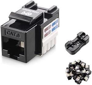 Cable Matters UL Listed 25-Pack RJ45 Keystone Jack, Cat6 Keystone Jacks in Black and Keystone Punch-Down Stand