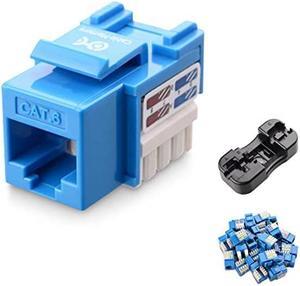 Cable Matters UL Listed 25-Pack RJ45 Keystone Jack, Cat6 Keystone Jacks in Blue and Keystone Punch-Down Stand