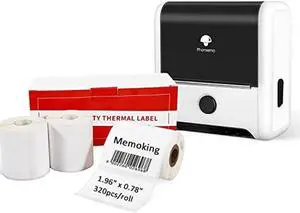 M200 Label Maker Machine - Portable Bluetooth Thermal Label Maker Printer Compatible with Android & iOS, up to 3 Inch 80mm Width Label with Three Rolls 50x20mm Thermal Labels, 320PCS/Roll