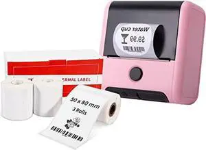 M200 Bluetooth Label Maker, Mini Label Maker Bluetooth Compatible with iOS & Android System, Portable Printer Label Maker with 3 Rolls 50x80mm Thermal Labels, 100PCS/Roll