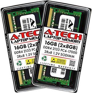 A-Tech 16GB (2x8GB) DDR4 2133MHz SODIMM PC4-17000 2Rx8 Dual Rank 260-Pin CL15 1.2V Non-ECC Unbuffered Notebook Laptop RAM Memory Upgrade Kit