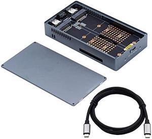 CY M.2 SSD Adapter,NGFF B+M Key M.2 SSD to 2.5inch SATA & Micro USB 3.0 Combo HDD Disk Drive Enclosure Adapter (Dual NVME to USB C Raid)
