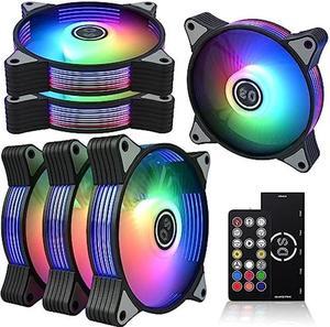 DS 120MM Case Cooling Fan for Computer Case, Fans Side LED Running Lights Effect for PC Case, ARGB Fans with Controller Kit (6Pack RGB Fans kit, G Series)