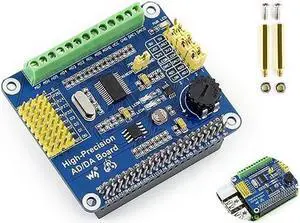 High-Precision AD/DA Expansion Board for Raspberry Pi 4B/3B+/3B/2B/Zero/W/Zero WH and Jetson Nano,Add High-Precision AD/DA Functions to Pi. Onboard ADS1256 8-CH 24bit ADC and DAC8532 2-CH 16bit DAC