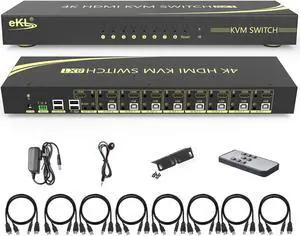eKL KVM Switch, 8 Port v2.0 HDMI KVM Switch Supports Hotkeys Swapping 4K@60Hz 4:4:4 1080p 3D, 8 in 1 Out 8 PCs Sharing with One Set of Keyboard and Mouse eKL KVM Switch, 8 Port v2.0 HDMI KVM Switch Supports Hotkeys Swapping 4K@60Hz 4:4:4 1080p 3D, 8 in 1 Out 8 PCs Sharing with One Set of Keyboard and Mouse