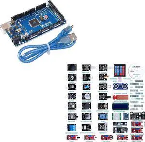 ELEGOO MEGA R3 Board ATmega 2560 & ELEGOO Upgraded 37 in 1 Sensor Modules Kit