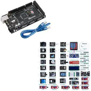 ELEGOO MEGA R3 Board ATmega 2560 & ELEGOO Upgraded 37 in 1 Sensor Modules Kit