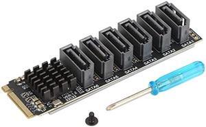 M.2 to SATA3.0 Adapter Card, 6Gbps High Speed ASM1166 M.2 PCIE to SATA Expansion Card with Smart Indicator Computer Accessories, Hard Disk Supporting SATA Protocol