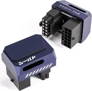 EZDIY-FAB PCIe 5.1 GPU Power Adapter - 600W 12+4pin, 16pin 12VHPWR Connector, 12V-2x6 GPU Adapter, 180 Degree Right Angle - Compatible with RTX 3090Ti, 4070Ti, 4080, 4090 - RVS Type, Purple, 1 Pack