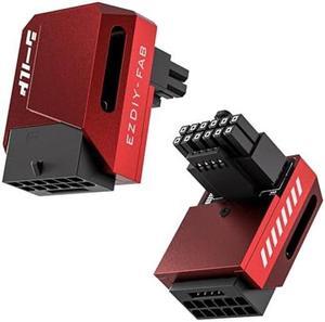 EZDIY-FAB PCIe 5.0 Adapter - 600W 12+4pin, 16pin 12VHPWR GPU Power Connector, 90 Degree Right Angle - Compatible with RTX 3090Ti, 4070Ti, 4080, 4090 Graphics Cards - STD Type, Red, 1 Pack