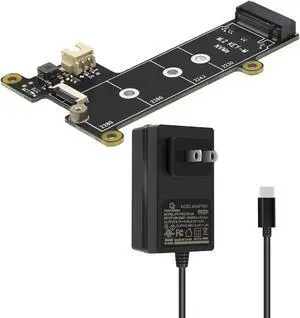 Geekworm X1001 PCIe M.2 Key-M NVMe SSD PIP PCIe Peripheral Board with PD 27W Power Supply for Raspberry Pi 5