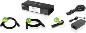 IOGEAR 2-Port HDMI 4K KVMP Switch - 2-Port USB 3.1 Hub Transfer Rate 5Gbps - 4K 60Hz - Control 2 Computers w/1 Keyboard Mouse - HD Audio - Auto Scan Mode - TAA - Mac / Win - GCS1932H
