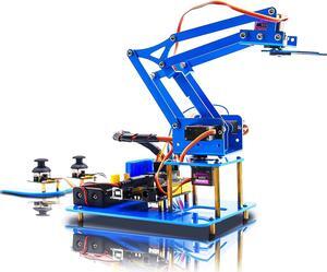 KEYESTUDIO Robot Arm Starter Kit for Arduino,4DOF Electronic Coding Robotics Arm DIY Set for Kids Adults to Learn Robotics,Support PS2 Joypad Control,Remote Control by Android/iOS APP
