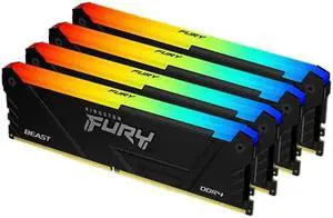 Kingston Fury Beast RGB 64GB 3200MT/s DDR4 CL16 DIMM (Kit of 4) Computer Memory KF432C16BB12AK4/64