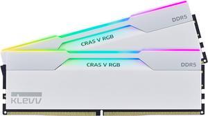 KLEVV CRAS V RGB DDR5 32GB (2x16GB) 6400MHz CL32 1.35V Gaming Desktop Ram Memory SK Hynix Chip XMP 3.0 / AMD Expo Ready - White (KD5AGUA80-64A320J)