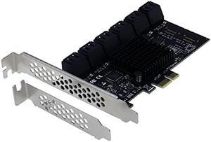 Sedna PCIe 1x Gen 3 12 Port SATA Non-RAID Controller Card with Low Profile Bracket (SE-PCIE-SATA6G-12-LP)