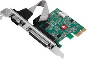 SIIG Single Serial Port/RS-232 and Single Parallel Port PCIe Card Compatible with 16C550 UART (JJ-E20311-S1)
