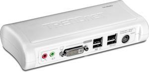 TRENDnet 2-Port DVI USB KVM Switch & Cable Kit with Audio, Manage Two PCs, 2 x USB Keyboard & Mouse Ports, 2 x Bonus USB 2.0 Ports, 2 Way Audio Support, TK-204UK