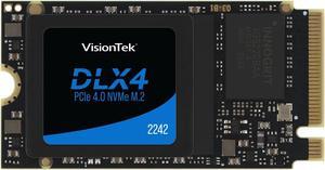 VisionTek 2242 DLX4 M.2 SSD - 1TB - PCIe Gen 4.0 x4 NVMe - 5200MB/s Read, 4775MB/s Write - Laptops, Handheld Gaming PCs, NUC