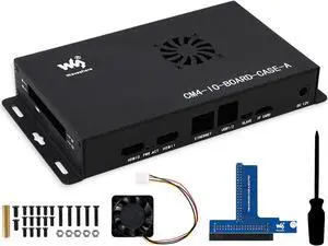 Metal Case with Cooling Fan for Official Raspberry Pi Compute Module 4 IO Board, Breakout 40PIN GPIO Header Easy to Connect Sorts of Hats