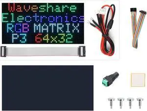 Waveshare RGB Full-Color LED Matrix Panel 64×32 Pixels Display Screen 2048 Individual LEDs 3mm Pitch Compatible with Raspberry Pi 5/4B/3B/Zero/Zero W/Zero 2W/Pico/Pico W/Pico WH, ESP32