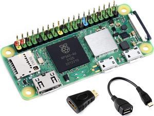 Basic Kit with Pre Soldered Header Raspberry Pi Zero 2 W and Mini HDMI to HDMI Adapter and Micro USB OTG Cable Five Times Faster Quadcore ARM Processor