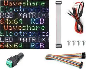 waveshare RGB Full-Color LED Matrix Panel, 2mm Pitch, 64×64 Pixels, Adjustable Brightness, Compatible with Raspberry Pi 5/4B/3B/Zero/Zero W/Zero 2W/Pico/Pico W/Pico WH