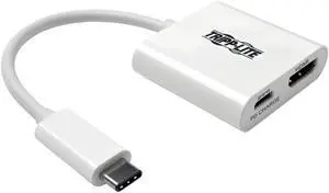 Tripp Lite USB C to HDMI Video Adapter Converter 4Kx2K w/ USB-C PD Charging Port, Thunderbolt 3 Compatible, USB-C, USB Type-C, USB Type C 6in (U444-06N-H4-C)