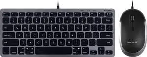 Macally Mini Wired Keyboard and a Quiet Wired Mouse, Matches Beautifully with Space Grey MacBook