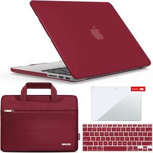 IBENZER Compatible with MacBook Pro 13 Inch Case 2015 2014 2013 end 2012 A1502 A1425, Hard Shell Case with Bag & Keyboard Cover & Screen Film for Old Version Mac Pro Retina 13, Wine Red, R13-WR+3SP