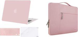 MOSISO Plastic Hard Shell Case & Multifunctional Sleeve Bag Compatible with MacBook Air 13 inch (Models: A1369 & A1466, Older Version 2010-2017 Release), Pink