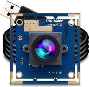 ELP USB with Camera 2.1mm Lens 1080P HD USB Security Camera Module for Computer Wide Angle High Speed PC Camera Mini UVC USB2.0 Video Webcam Board Industrial Lightburn Camera for Laptop Jetson Nano