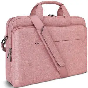 DOMISO 14 inch Laptop Bag Business Briefcase Water-resistant Notebook Messenger Shoulder Bag for 14" MacBook Pro/HP Stream 14 Chromebook 14/Lenovo IdeaPad ThinkPad/ASUS ZenBook/Dell Inspiron,Pink