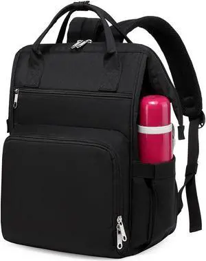 Gatycallaty Nursing Backpack, Black Color, 10.6"L x 7.6"W x 16.4"H, 20L Capacity, 2 Compartments and 12 Pockets, Ideal for Women Nurses, Commuter, Clinical and Travel Use