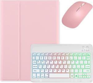 kaidisen Backlit Keyboard for Galaxy Tab S6 Lite 10.4" 2024/2022/2020 Keyboard Case with Mouse, Detachable Backlight Color Keyboard Case,Pink+White