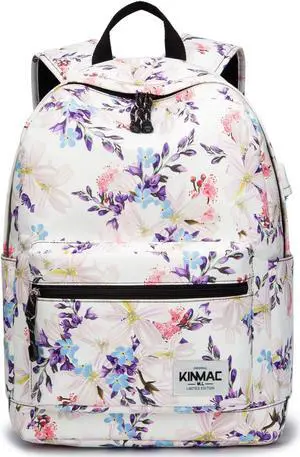 Kinmac Chinese Flowering Crabapple Pattern 15 inch Waterproof Laptop Travel Outdoor Backpack With USB Charging Port For 13 inch 14 inch and 15.6 inch Laptop