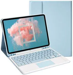 LAMA Touchpad Keyboard Case for iPad Air 11 inch 2025 7th/2024 6th & 10.9 -inch iPad Air 4th/5th Generation, Folio Keyboard Cover with Pencil Holder for 11 inch iPad Pro (4th/3rd/2nd/1st Gen), Blue