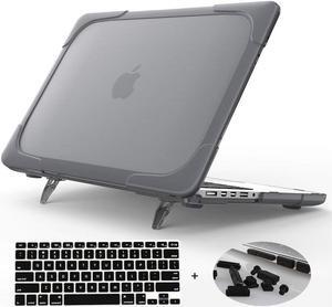 Mektron for MacBook Pro 13 Inch Case (Version 2015/2014/2013)[Heavy Duty][Snap on][Dual Layer] Hard Case Cover with Foldable Stand for Mac Pro Retina 13.3 Model A1502 A1425 (Gray)