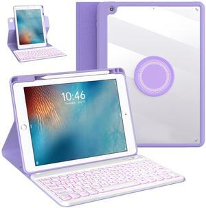 OYEEICE for iPad 6th Generation Case with Keyboard 9.7 inch - Detachable Backlit Keyboard, Upgraded Magnetic Cover with Pencil Holder for iPad Air 2nd Generation & iPad 6th/5th Gen - Purple